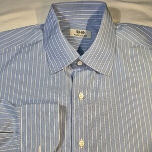 Battistoni Italian Designer Mens Long Sleeve Button Down Striped Dress Shirt